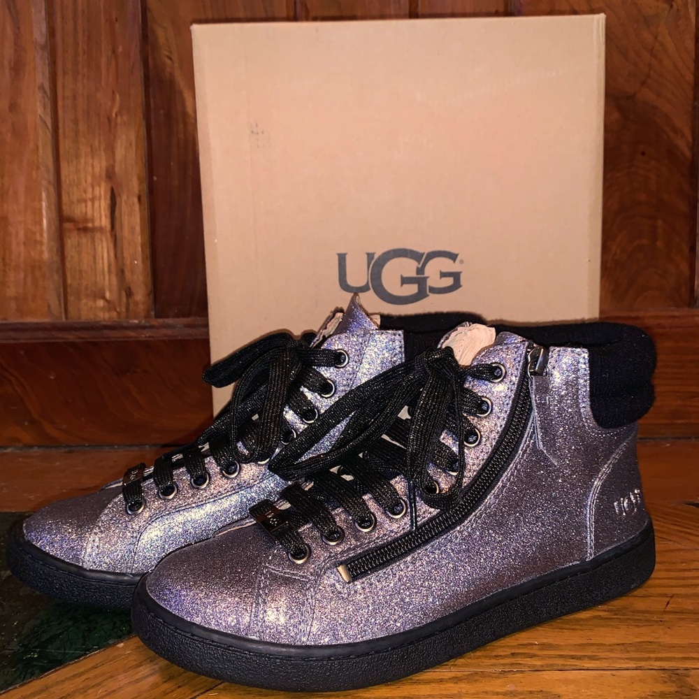 UGG Olive gunmetal with glitter sneakers